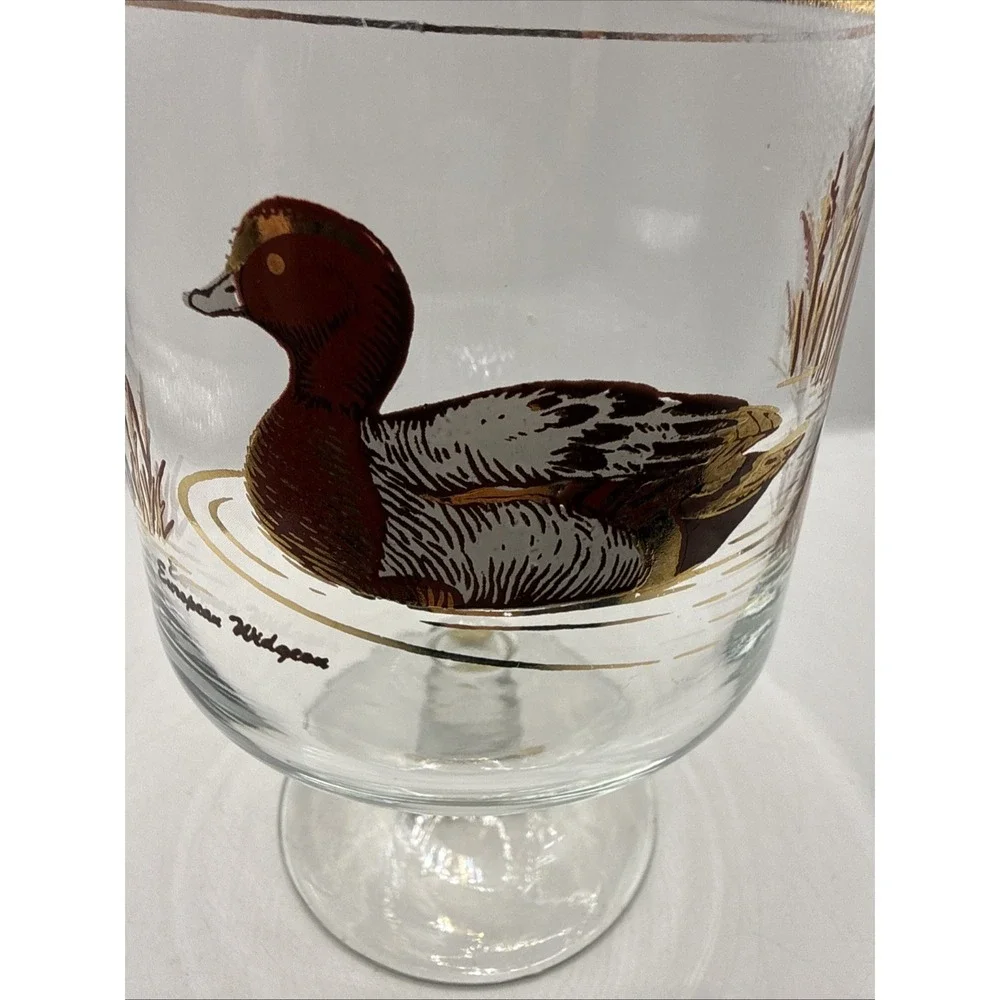 Culver European Widgon Duck  Collection Glass Gold Accents Large Brandy Snifter